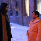 Nandor negotiates with Guillermo, who is once again splattered in gore.